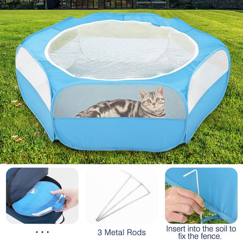 3 Pig/Rabbits/Hamster/Chinchillas,Light Pawaboo Small Animals Playpen, Waterproof Small Pet Cage Tent with Zippered