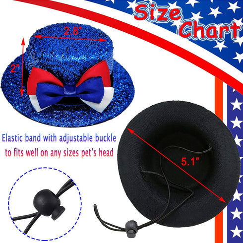 Dog Independence Day Costume, 3PCS 4th July Hat, USA Stars Sunglasses, American Flag Bow Tie Collar for Medium Large