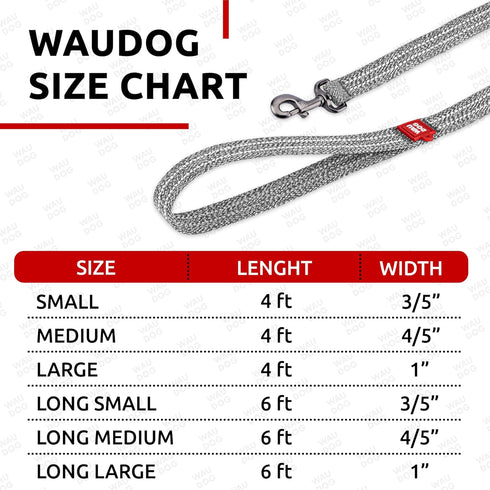 WAUDOG Recycled Cotton Dog Leash - 6 Ft / 10 Ft Eco-Friendly Reflective Leash for Small, Medium & Large Dogs