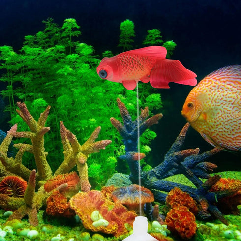 Silicone Artificial Fish Aquarium Decoration - High Simulation Lifelike Floating Fake Betta Fish Tank Ornament (Red