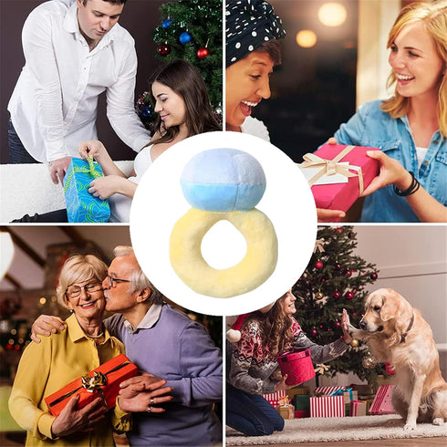 VrotQyn 1 Pcs Dog Ring Toy Fun Engagement Ring Shape Plush Squeaky Stuffed Dog Engagement Toys Chew Massage Supplies