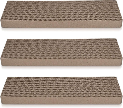 Navaris Cat Scratching Board Set - Narrow Cardboard Scratch Boards for Small and Large Cats, Set of 3