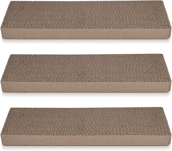 Navaris Cat Scratching Board Set - Narrow Cardboard Scratch Boards for Small and Large Cats, Set of 3