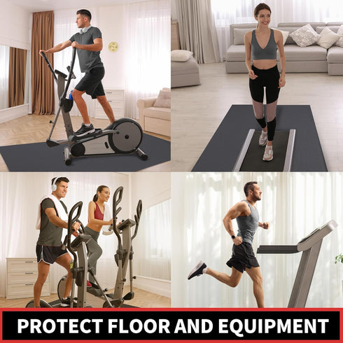 Treadmill Mat, 7'x3'/6.3'x32.5'/6'x3'/5.8’x2‘/4'x2', 6mm Thick High-Density Mat for Exercise Equipment Protection