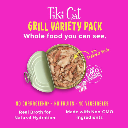 Tiki Cat Grill, Tuna & Crab Surimi, High-Protein Wet Whole Foods Cat Food for All Life Stages, 6 oz. Cans (Pack of 8)