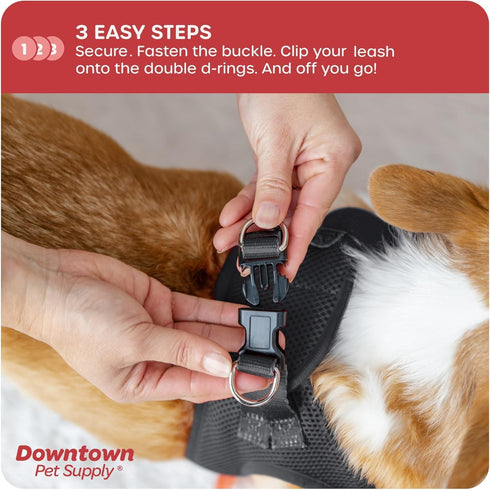 Downtown Pet Supply No Pull Step in Dog Harness, X-Large Charcoal - Adjustable Padded Mesh Fabric with Reflective Trim