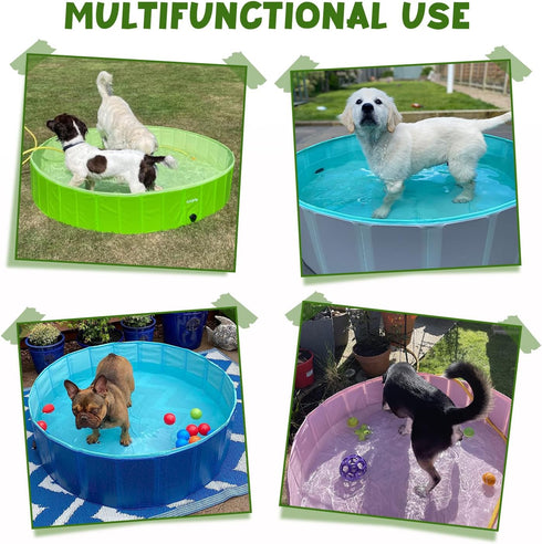 Furrybaby Foldable Dog Pool, Portable Pet Pool for Large Dogs, Indoor and Outdoor Use (Green, 47'')