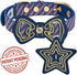 Blueberry Pet Adjustable Dog Collar with Metal Buckle and 2 Detachable Bowtie, Blue Asymmetric Stripe