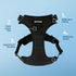 Voyager No Pull Dog Harness, Adjustable Soft Strong Pet Harness for Medium Dogs, Black Nylon with Dual Leash