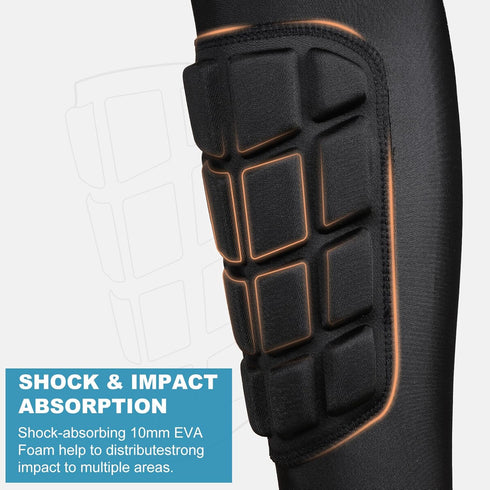 Padded Knee & Shin Guards, Compression Leg Sleeve Knee Brace for Youth Adult Football Basketball Soccer