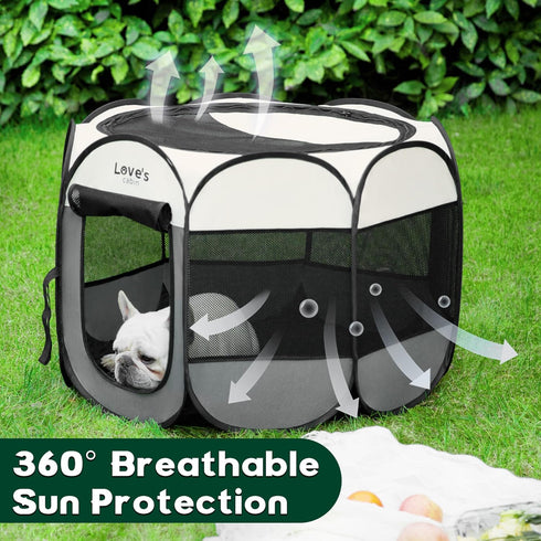 Love's Cabin Medium Dog Playpen, Portable Indoor/Outdoor Tent Crate, Foldable Pop Up Kennel with Removable Zipper Top,