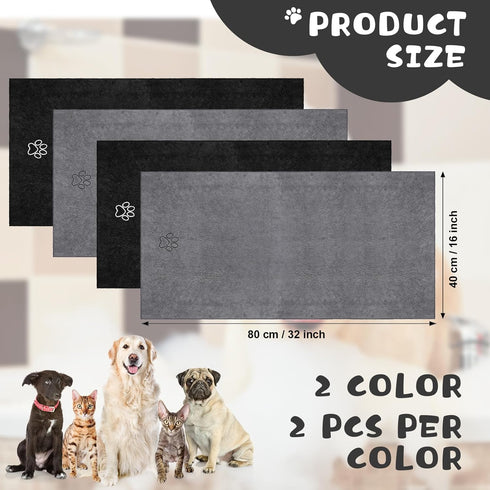 Chumia 4 Pack Extra Large Dog Towel, Quick Drying Microfiber Dog Bath Towel for Small, Medium, Large Dogs, Cats