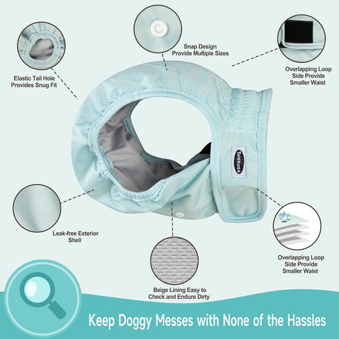Panties(5 Pack) Tuiskusa Reusable Washable Dog Diapers Female, Highly Absorbent Doggie Diapers, Size Adjustable Puppy