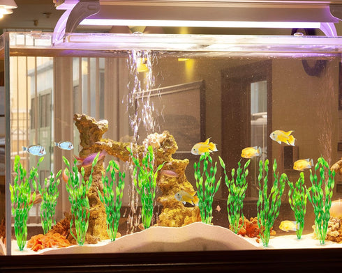 MyLifeUNIT Artificial Seaweed Water Plants for Aquarium - 10 PCS Plastic Fish Tank Plant Decorations (Green)