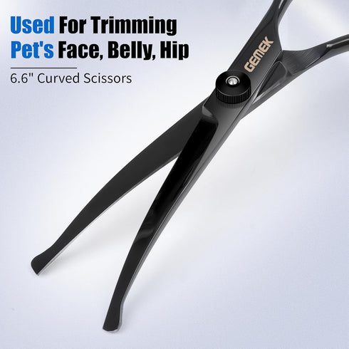 5 1 5 1) Dog Grooming Scissors Kit with Safety Round Tips, GEMEK Professional in Grooming Scissors for Dogs (Black
