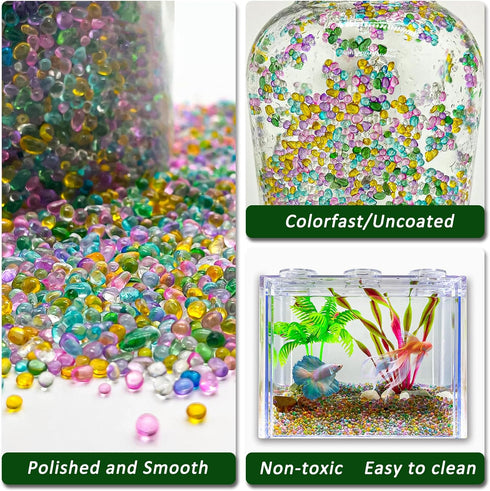 BXI 2.2 Lbs Small Aquarium Substrate Gravel Sand, Polished Smooth Vibrant Blue Sea Glass for Fish Tank
