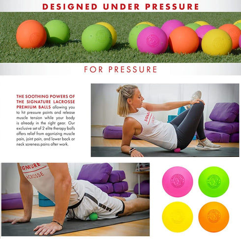Set Packs 2, 4, 8, 12, 120 Signature Lacrosse Ball - of and - No Chemical Smell Massage Balls, Myofascial Release