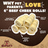 Woofley's 5-6" -(10 Count)- Buffalo Beef Cheek Roll Beef Cheek Rolls for Dogs - Long Lasting Natural Dog Chews