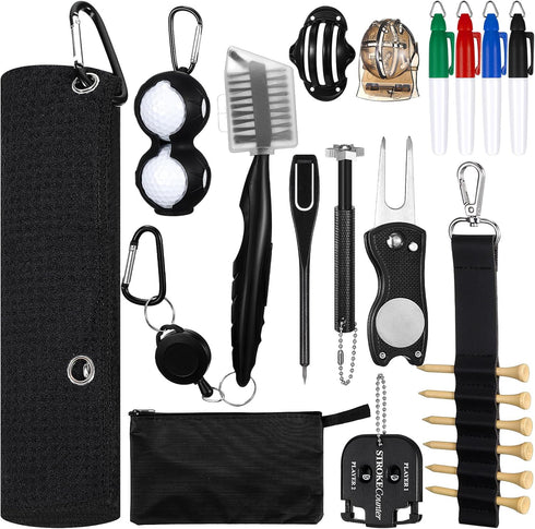 Syhood 21 Pcs Golf Club Cleaning Kit, Golf Accessories, Brush, Towel, Sharpener, Repair Tool, Portable Kit