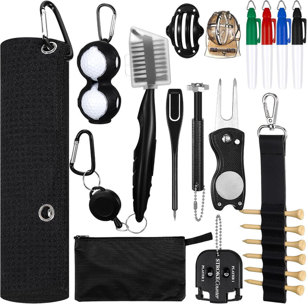 Syhood 21 Pcs Golf Club Cleaning Kit, Golf Accessories, Brush, Towel, Sharpener, Repair Tool, Portable Kit