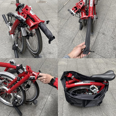 Folding Bike Carry Bag, Waterproof Travel Storage Zipper Bag for Brompton Bike Transport on Airplane, Train