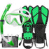 Kids Mask Fins Snorkel Set with Diving Mask, Snorkel, Adjustable Swim Fins, Mesh Bag for Snorkeling Swimming