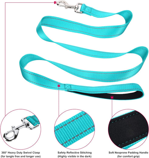 Durable Reflective Dog Collar and Leash Set, Soft Neoprene Padded Collar with 5ft Strong Leash for Medium Large Dogs
