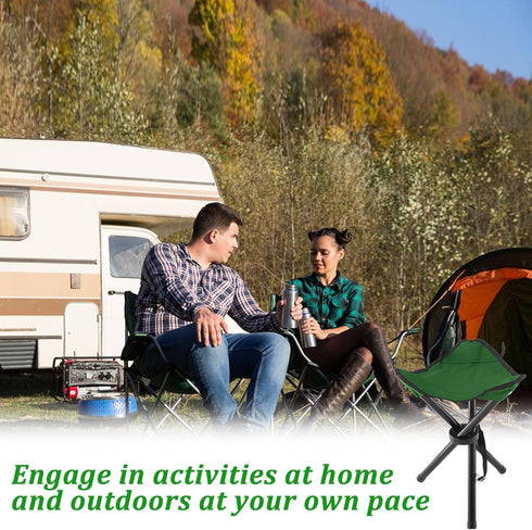 KKONHII Folding Camping Stool,Portable Travel Outdoor Tripod Seat,Green Folding Camping Chairs for Camping Party