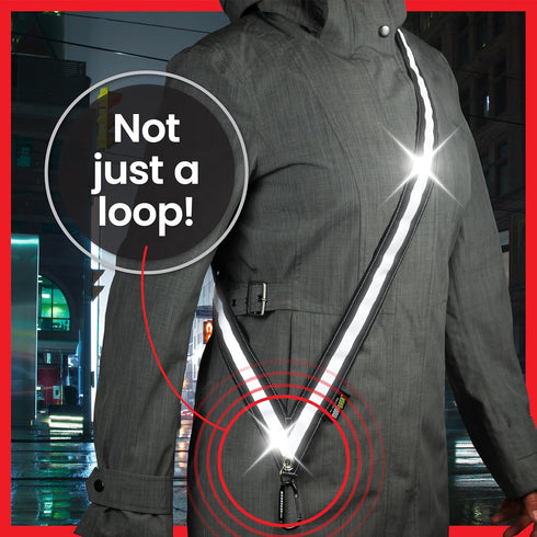 MOONSASH Reflective Sash for Walking at Night, USA-Made, Fitted, Reversible Night Walking Safety Gear for Women & Men