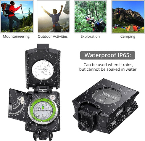 Proster IP65 Hiking Compass with Sighting Clinometer, Waterproof Metal Camping Compass