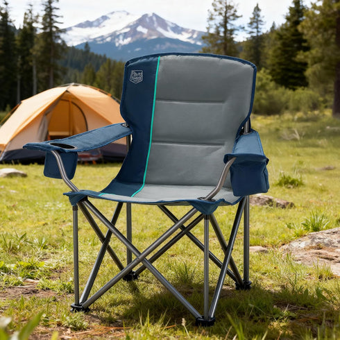 550 LBS Timber Ridge Oversized Folding Camping Chair for Adults, Heavy Duty Outdoor Chair with Cup Holder Side Pocket