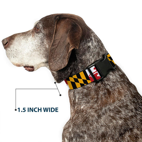 Buckle-Down Plastic Clip Collar, Maryland Flags, 1" Wide, Fits 15-26" Neck, Large