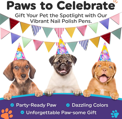 Dog Nail Polish Pens Quick Dry 15 Colors - Easy Application, Dog Safe Nail Polish for Dogs and Cats