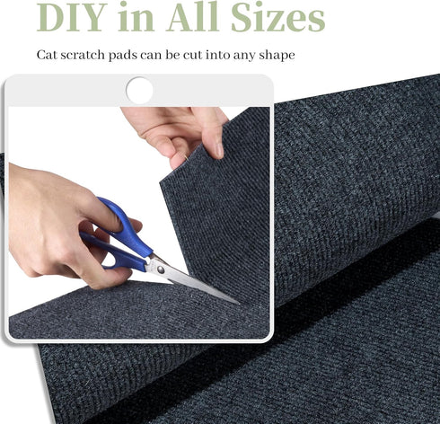 Cat Scratch Mat, Trimmable Self-Adhesive Furniture Protector, 78.7"x15.8" Cat Scratching Post Carpet (Dark Grey)