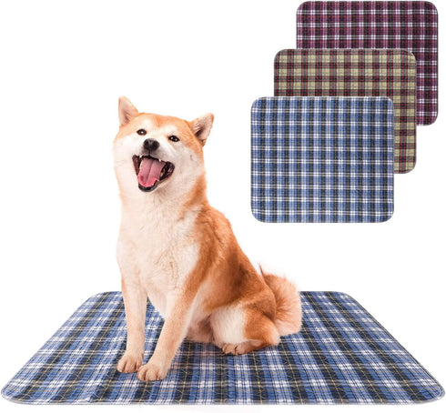 KOOLTAIL Washable Pee Pads for Dogs - Waterproof & Non-Slip Plaid Puppy