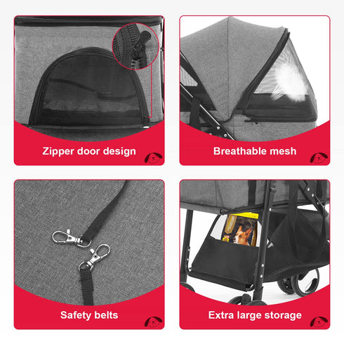 3-in-1 BestPet Pet Stroller Premium Multifunction Dog Cat Jogger Stroller for Medium Small Dogs Cats with Folding