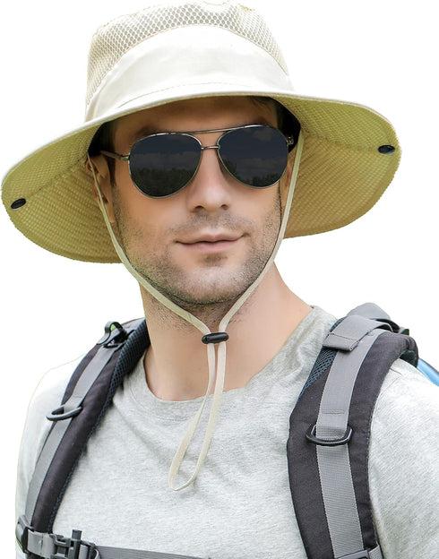 Wide Brim Breathable Mesh Sun Hat for Men and Women by Koreshion, UPF 50+ Waterproof Fishing Hat