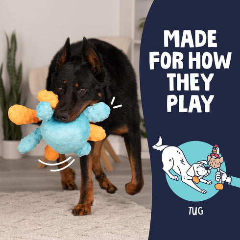 goDog Crazy Tugs Octopus Squeaky Plush Tug Dog Toy with Chew Guard Technology, Durable Fabric & Squeaker for Active
