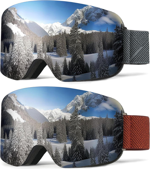 NSSIW Ski Goggles for Men, Women, and Youth, OTG Snowboard Goggles with UV Protection and Anti Fog