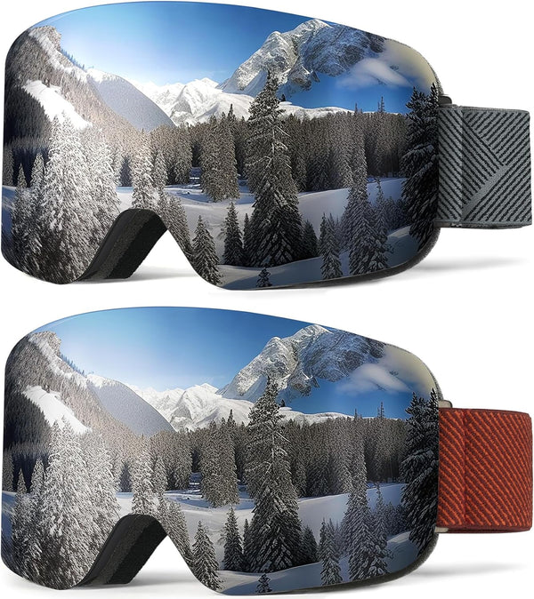 NSSIW Ski Goggles for Men, Women, and Youth, OTG Snowboard Goggles with UV Protection and Anti Fog
