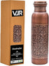 VJR Copper Bottle 33 Oz for Drinking Water Ayurvedic Leak Proof Floral Engraved Design