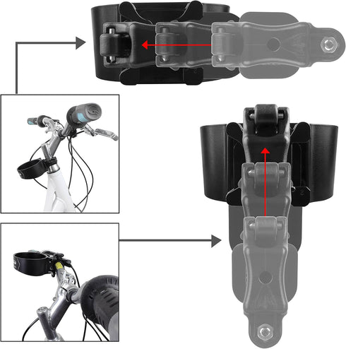Ibera Bike Handlebar Cup Holder, Black with Multi-Way Mount for Commuters and Road Bike
