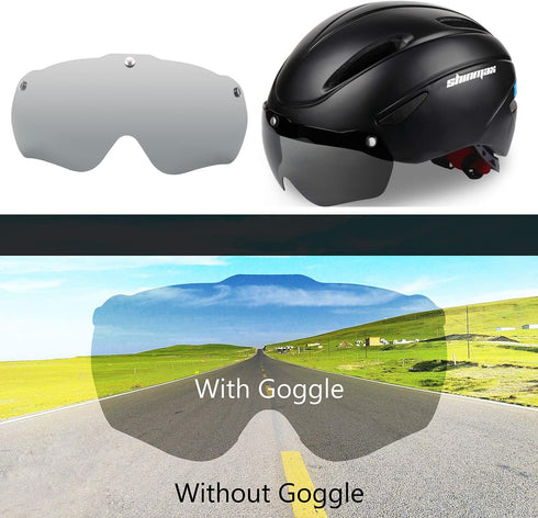 Shinmax Bike Helmet for Men Women - Adjustable Bicycle Helmet with Detachable Magnetic Goggles for Road Biking