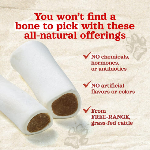 Natural Farm Filled Dog Bones, Bully Stick Flavor, 5-6 Inch, 3 Pack, Limited Ingredient Stuffed Dental Treats