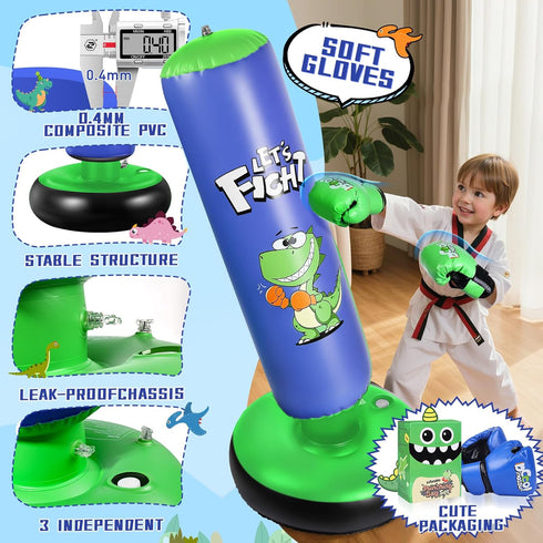 48" Set 3 4 5 6 7 8 Inflatable Punching Bag, Punching Bag for Kids with Boxing Gloves, Stable Boxing for Karate