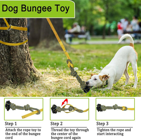 Dog Bungee Tug Toy, Durable Interactive Rope Toy Hanging from Tree for Small, Medium, Large Dogs, Outdoor Tug of War