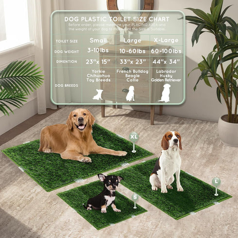 HQ4US 4LEGS 2 Sets, Dog Pee Grass with Washable Pee Pads for Dog Litter Box Large Ultra-Absorbent Artificial Grass Pads