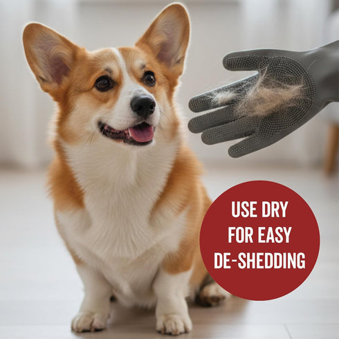 Pride and Groom DogDays De-Shedding The Scrub Kit - Natural Dog Shampoo with Silicone Scrubber Gloves for Detangling