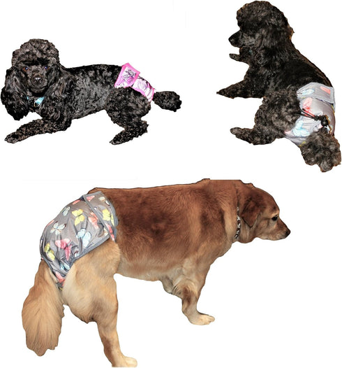 Leak Proof Waterproof Cat Dog Diapers, Female Washable Reusable Absorbent Pad for Small Medium Large Pets, Pack of 2