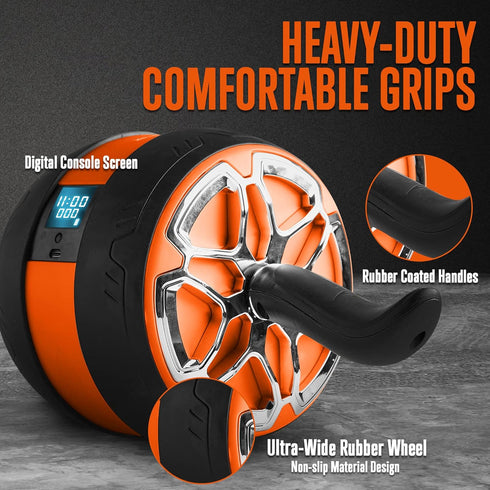 Squatz Digital Ab Roller Wheel - Ultra Wide with Pilates Mat for Abdominal and Core Strength Training
